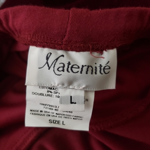 Maternite Maternity Red Velvety Skirt Women's Large L Full Panel Stretch Waist - Picture 4 of 6